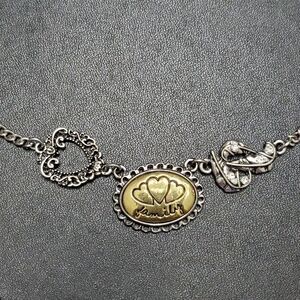SM family two-tone necklace 18-21" gold Tone Silver Tone Hearts